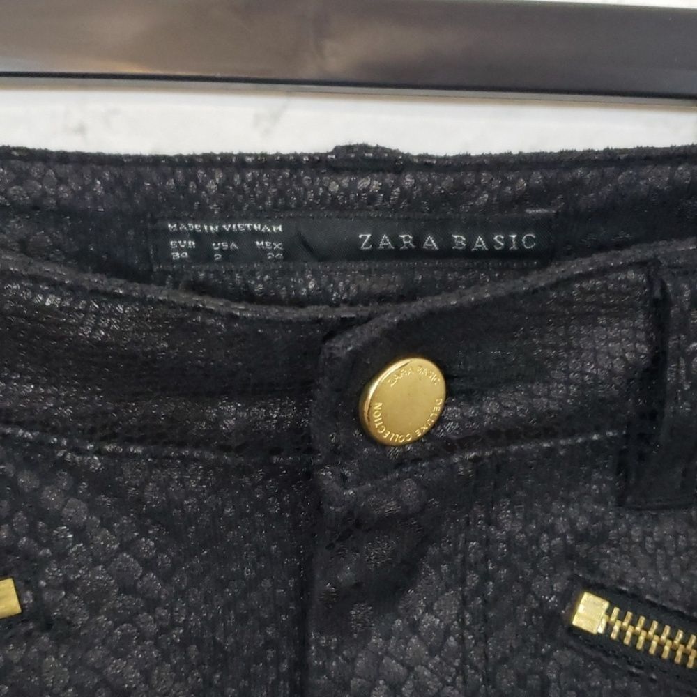 Zara Basic Black Textured Stretch Pants - image 6